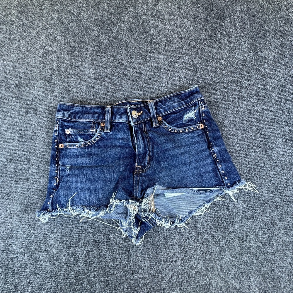 American Eagle Outfitters Cut Off Shorts Women 26x4 Blue Denim Cotton Frayed Hem